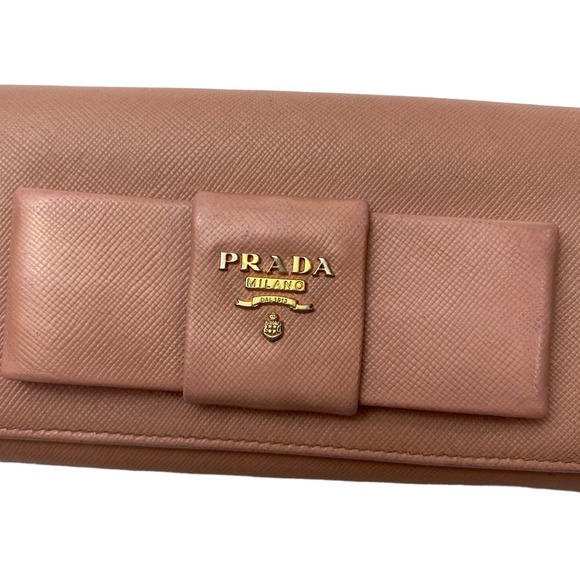 Prada Saffiano Leather Bow Flap Wallet Pink - Picture 6 of 12